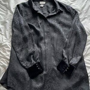 Soft Surroundings Gray Floral Blouse